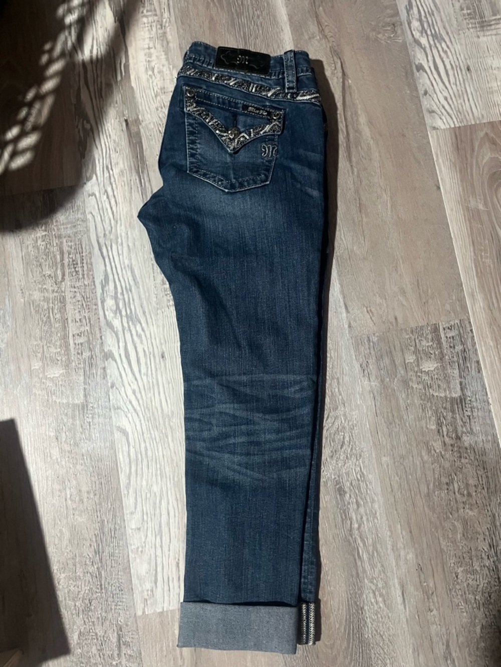 Miss Me Skinny Capri Jeans Dark Blue Womens Size 29 - Picture 3 of 11